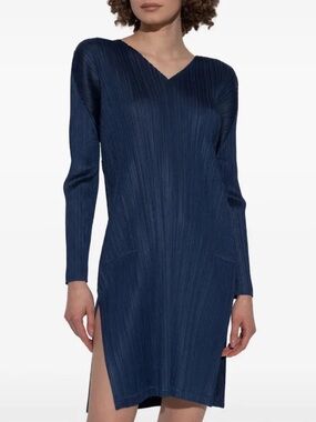 Pleats Please Issey Miyake February Pleated Long Sleeve Minidress